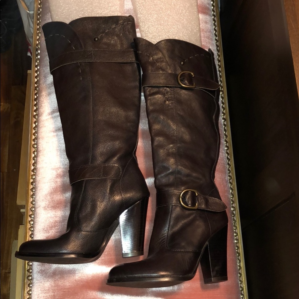 Aldo Knee High Dark Brown Leather Boots Size 36